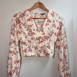 Dynamite Women’s XS Floral V-Neck Top